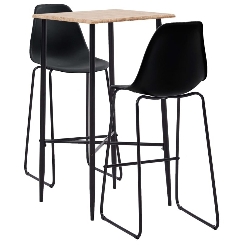 vidaXL 3-tlg. Bar-Set Kunststoff Schwarz vidaXL 3-tlg. Bar-Set Kunststoff Schwarz