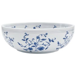 vidaXL Aufsatzwaschbecken Weiß und Blau Rund Ø41x14 cm Keramik