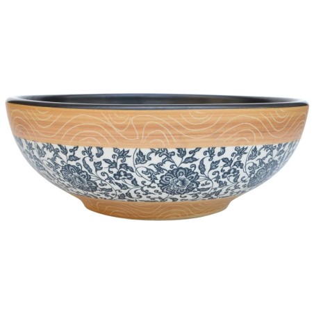 vidaXL Aufsatzwaschbecken Mehrfarbig Rund Ø41x14 cm Keramik