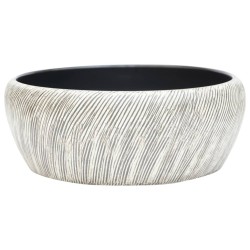 vidaXL Aufsatzwaschbecken Schwarz und Grau Rund Ø41x14 cm Keramik