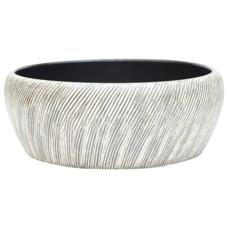 vidaXL Aufsatzwaschbecken Schwarz und Grau Rund Ø41x14 cm Keramik