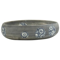 vidaXL Aufsatzwaschbecken Grau Oval 59x40x15 cm Keramik