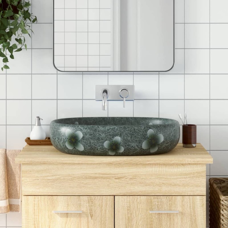 vidaXL Aufsatzwaschbecken Blau Oval 59x40x14 cm Keramik vidaXL Aufsatzwaschbecken Blau Oval 59x40x14 cm Keramik