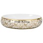 vidaXL Aufsatzwaschbecken Weiß und Golden Oval 59x40x15 cm Keramik vidaXL Aufsatzwaschbecken Weiß und Golden Oval 59x40x15 cm Keramik