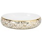 vidaXL Aufsatzwaschbecken Weiß und Golden Oval 59x40x15 cm Keramik vidaXL Aufsatzwaschbecken Weiß und Golden Oval 59x40x15 cm Keramik