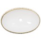 vidaXL Aufsatzwaschbecken Weiß und Golden Oval 59x40x15 cm Keramik vidaXL Aufsatzwaschbecken Weiß und Golden Oval 59x40x15 cm Keramik