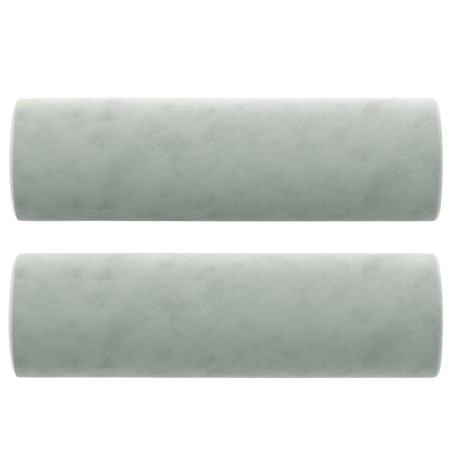 vidaXL Zierkissen 2 Stk. Hellgrau Ø15x50 cm Samt