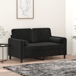 vidaXL Zierkissen 2 Stk. Schwarz Ø15x50 cm Samt