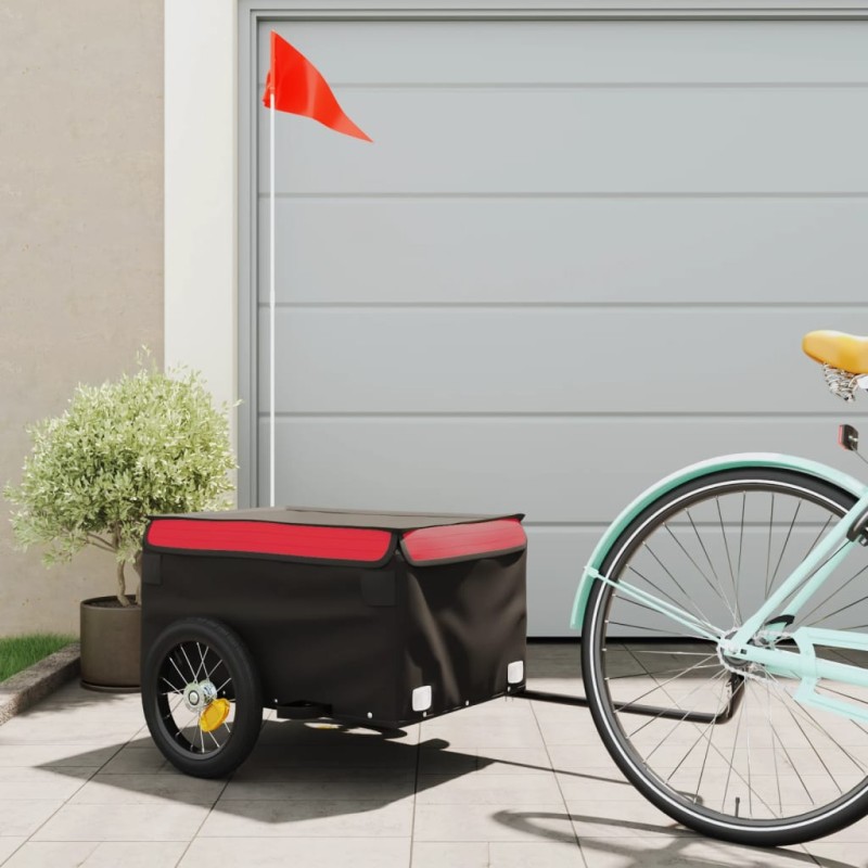 vidaXL Fahrradanhänger Schwarz und Rot 30 kg Eisen vidaXL Fahrradanhänger Schwarz und Rot 30 kg Eisen