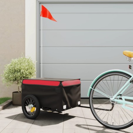 vidaXL Fahrradanhänger Schwarz und Rot 30 kg Eisen