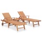 vidaXL Sonnenliegen 2 Stk. mit Tisch Massivholz Teak vidaXL Sonnenliegen 2 Stk. mit Tisch Massivholz Teak