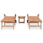 vidaXL Sonnenliegen 2 Stk. mit Tisch Massivholz Teak vidaXL Sonnenliegen 2 Stk. mit Tisch Massivholz Teak