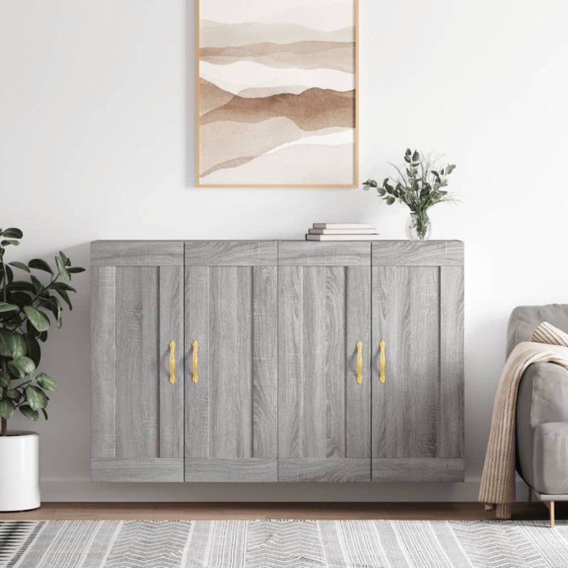 vidaXL Wandschränke 2 Stk. Grau Sonoma Holzwerkstoff vidaXL Wandschränke 2 Stk. Grau Sonoma Holzwerkstoff