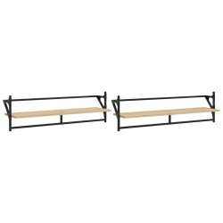 vidaXL Wandregale mit Stangen 2 Stk. Sonoma-Eiche 100x25x30 cm