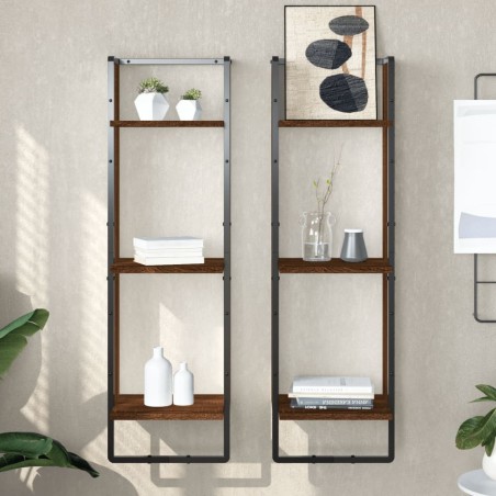 vidaXL Wandregal 3 Fächer Braun Eichen-Optik 30x25x100cm Holzwerkstoff