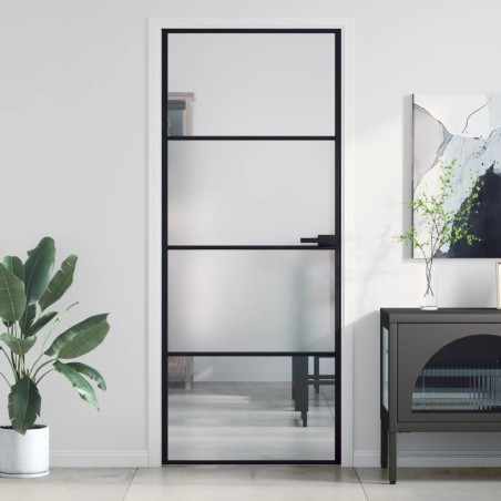 vidaXL Innentür Schlank Schwarz 83x201,5 cm Hartglas & Aluminium