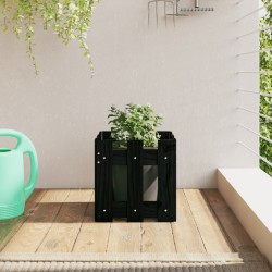 vidaXL Pflanzkübel Lattenzaun-Design Schwarz 30x30x30 cm Kiefernholz