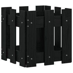 vidaXL Pflanzkübel Lattenzaun-Design Schwarz 30x30x30 cm Kiefernholz