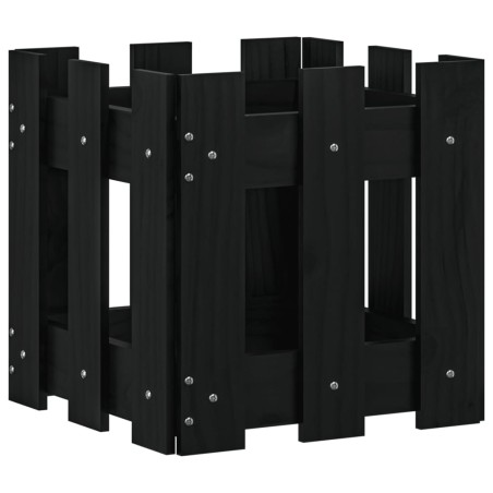 vidaXL Pflanzkübel Lattenzaun-Design Schwarz 30x30x30 cm Kiefernholz