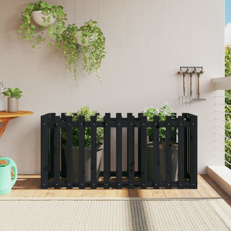 vidaXL Hochbeet Latten-Design Schwarz 150x50x70 cm Massivholz Kiefer vidaXL Hochbeet Latten-Design Schwarz 150x50x70 cm Massivholz Kiefer