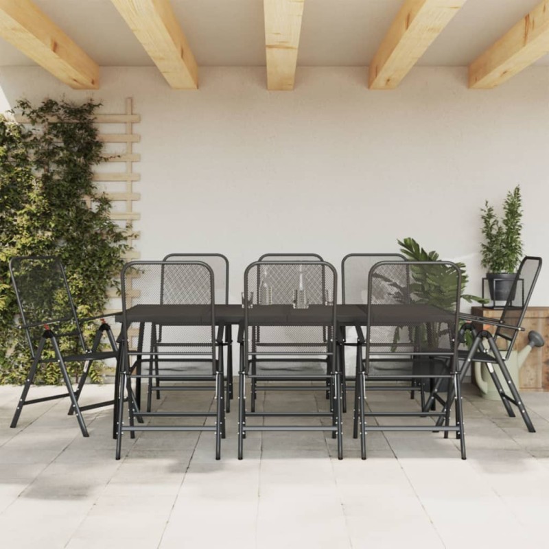 vidaXL 9-tlg. Garten-Essgruppe Anthrazit Streckgitter vidaXL 9-tlg. Garten-Essgruppe Anthrazit Streckgitter