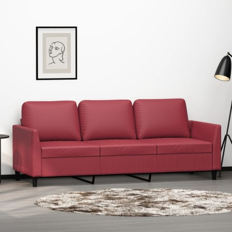 vidaXL 3-Sitzer-Sofa Weinrot 180 cm Kunstleder