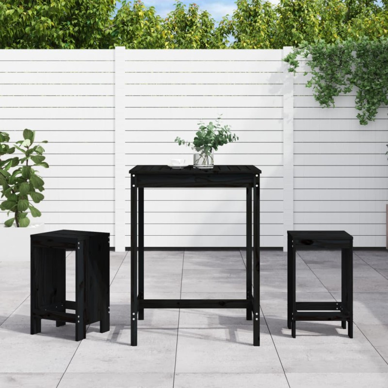 vidaXL 3-tlg. Gartenbar-Set Schwarz Massivholz Kiefer vidaXL 3-tlg. Gartenbar-Set Schwarz Massivholz Kiefer