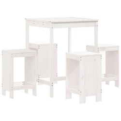 vidaXL 5-tlg. Gartenbar-Set Weiß Massivholz Kiefer