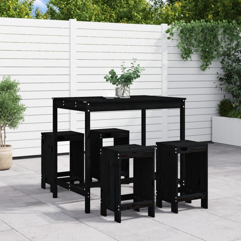 vidaXL 5-tlg. Gartenbar-Set Schwarz Massivholz Kiefer vidaXL 5-tlg. Gartenbar-Set Schwarz Massivholz Kiefer