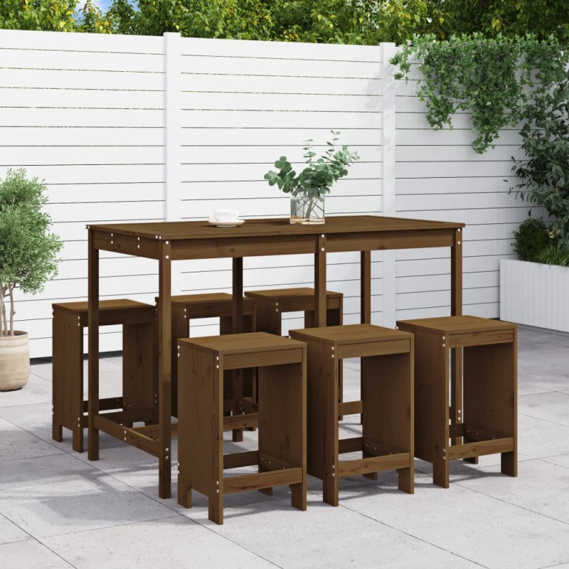 vidaXL 7-tlg. Gartenbar-Set Honigbraun Massivholz Kiefer vidaXL 7-tlg. Gartenbar-Set Honigbraun Massivholz Kiefer