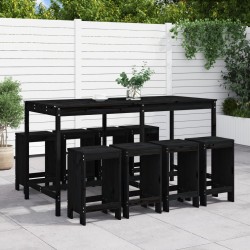 vidaXL 9-tlg. Gartenbar-Set Schwarz Massivholz Kiefer