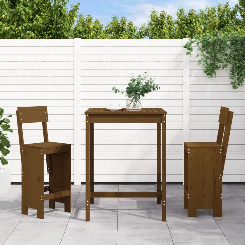 vidaXL 3-tlg. Gartenbar-Set Honigbraun Massivholz Kiefer vidaXL 3-tlg. Gartenbar-Set Honigbraun Massivholz Kiefer