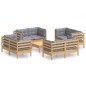 vidaXL 9-tlg. Garten-Lounge-Set mit Grauen Kissen Kiefernholz vidaXL 9-tlg. Garten-Lounge-Set mit Grauen Kissen Kiefernholz