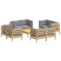 vidaXL 9-tlg. Garten-Lounge-Set mit Grauen Kissen Kiefernholz vidaXL 9-tlg. Garten-Lounge-Set mit Grauen Kissen Kiefernholz