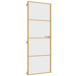 vidaXL Innentür Schlank Golden 76x201,5 cm Hartglas und Aluminium