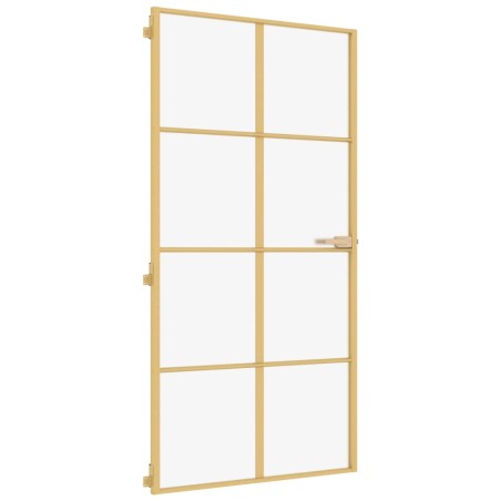 vidaXL Innentür Schlank Golden 102,5x201,5 cm Hartglas und Aluminium