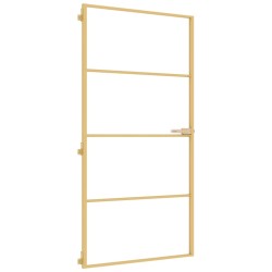 vidaXL Innentür Schlank Golden 102,5x201,5 cm Hartglas und Aluminium