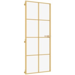 vidaXL Innentür Schlank Golden 83x201,5 cm Hartglas und Aluminium