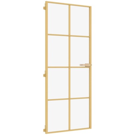 vidaXL Innentür Schlank Golden 83x201,5 cm Hartglas und Aluminium