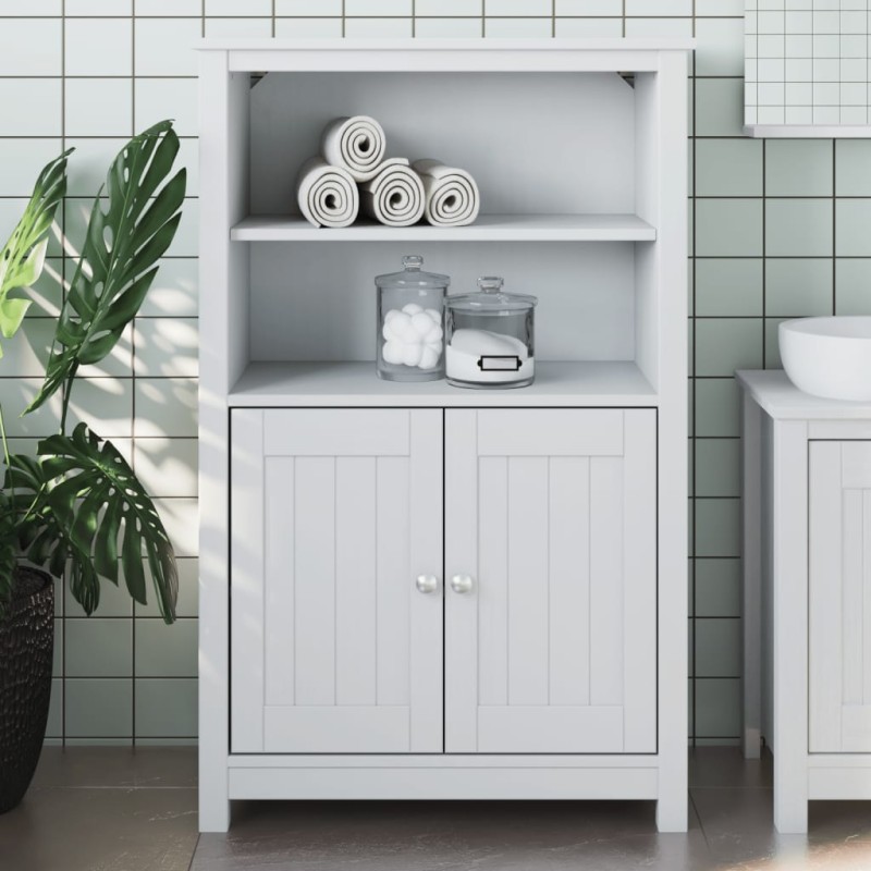 vidaXL Badschrank BERG Weiß 69,5x34x110 cm Massivholz Kiefer vidaXL Badschrank BERG Weiß 69,5x34x110 cm Massivholz Kiefer