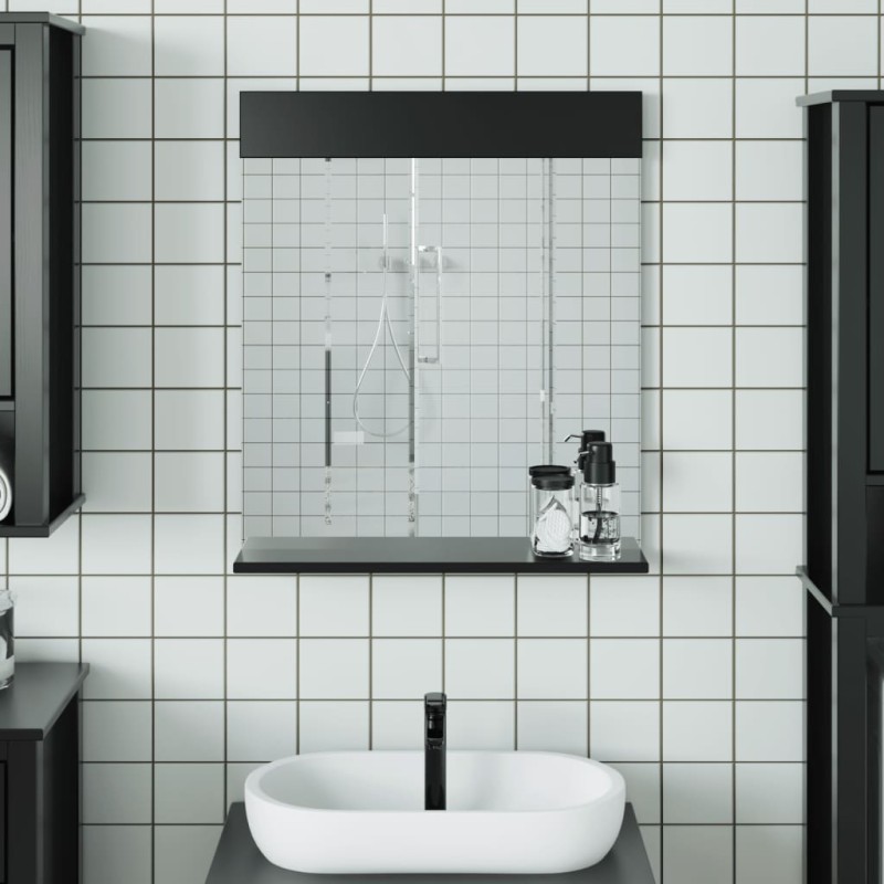 vidaXL Badspiegel mit Ablage BERG Schwarz 60x12x70 cm Massivholz vidaXL Badspiegel mit Ablage BERG Schwarz 60x12x70 cm Massivholz