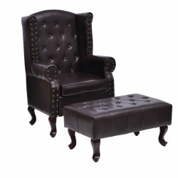 vidaXL Sessel mit Fußhocker Dunkelbraun Kunstleder