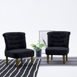 vidaXL Französischer Stuhl Schwarz Stoff