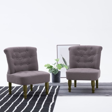vidaXL Französische Stühle 2 Stk. Taupe Stoff