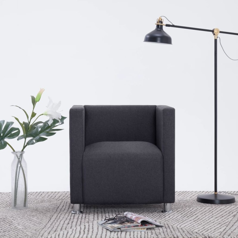 vidaXL Würfel-Sessel Dunkelgrau Stoff vidaXL Würfel-Sessel Dunkelgrau Stoff