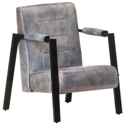 vidaXL Sessel 60x80x87 cm Grau Echtes Ziegenleder