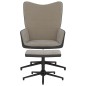 vidaXL Relaxsessel mit Hocker Hellgrau Samt und PVC vidaXL Relaxsessel mit Hocker Hellgrau Samt und PVC