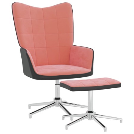 vidaXL Relaxsessel mit Hocker Rosa Samt und PVC