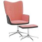 vidaXL Relaxsessel mit Hocker Rosa Samt und PVC vidaXL Relaxsessel mit Hocker Rosa Samt und PVC