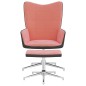 vidaXL Relaxsessel mit Hocker Rosa Samt und PVC vidaXL Relaxsessel mit Hocker Rosa Samt und PVC